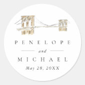 Sticker Rond Brooklyn Bridge Chic New York Mariage (Devant)