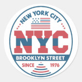Sticker Rond Brooklyn et New York (Devant)
