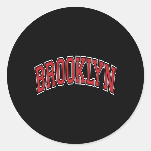 Sticker Rond Brooklyn Varsity Style Texte rouge (Devant)