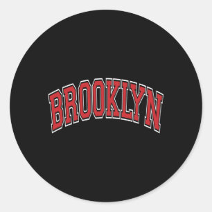 Sticker Rond Brooklyn Varsity Style Texte rouge