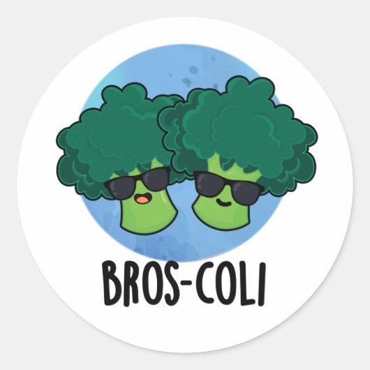Sticker Rond Bros-coli Fantaisie Veggie Brocoli Pun (Devant)