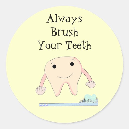 Sticker Rond Brosse à dents et dentifrice mignonne rappel denta (Devant)