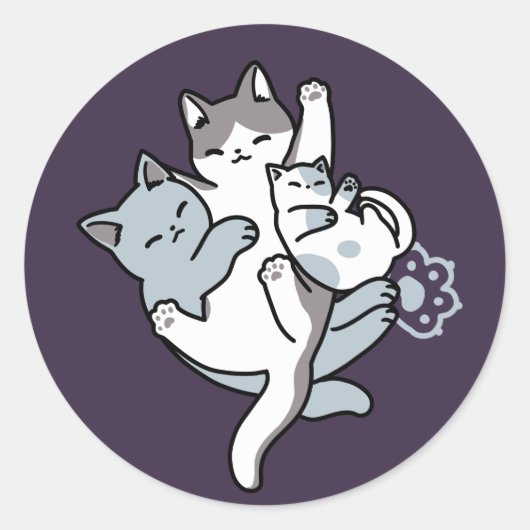 Sticker Rond Brosse à lait - Chats à couchage mignon (Devant)