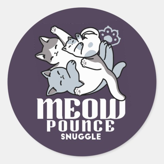 Sticker Rond Brosse à lait - Chats à couchage mignon (Devant)