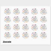 Sticker Rond brosse artistique pastel polka dot monogramme (Feuille)