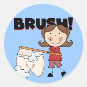Sticker Rond BROSSE - fille avec des T-shirts et des cadeaux de