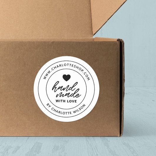 Sticker Rond Brosse moderne fait à la main avec coeur d'amour