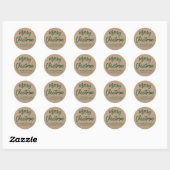 Sticker Rond Brosse Script Noël Kraft Enveloppe verte Sceau (Feuille)