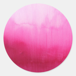 Sticker Rond Brosses à peinture d'aquarelle fuchsia moderne