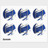 Sticker Rond Brosses bleues Indigo Abstraites (Feuille)