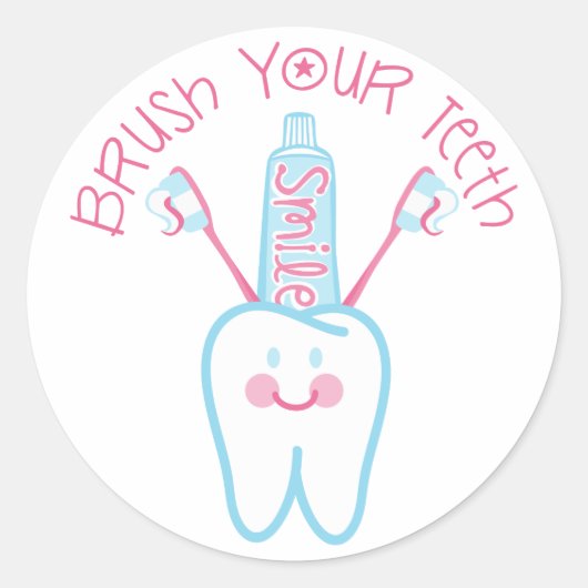 Sticker Rond Brossez-vous les dents (Devant)