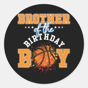 Sticker Rond Brother Basketball Anniversaire Garçon Famille Bal