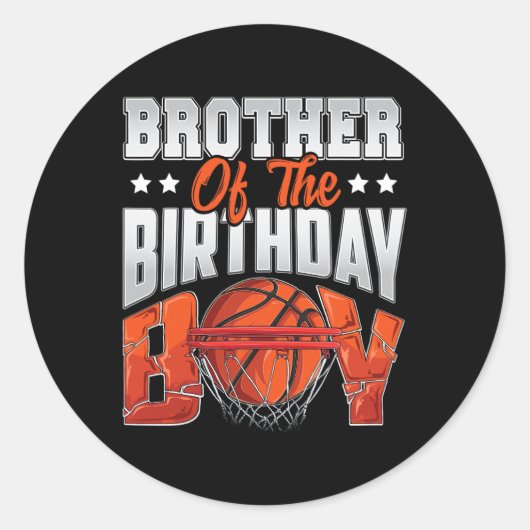 Sticker Rond Brother Bysketbyll Birthday Boy Family Byller B-da (Devant)