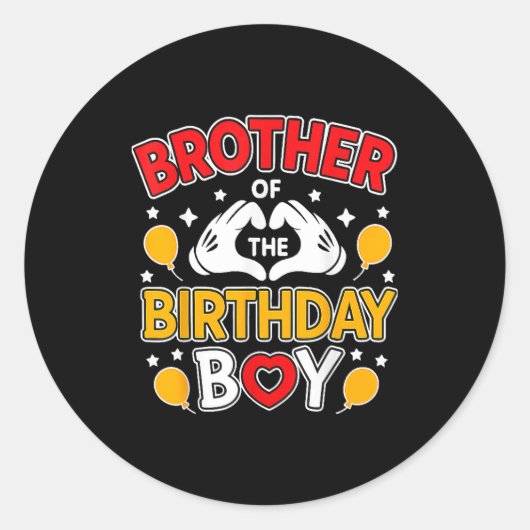 Sticker Rond Brother Of The Birthday Boy For Matching Family Pa (Devant)