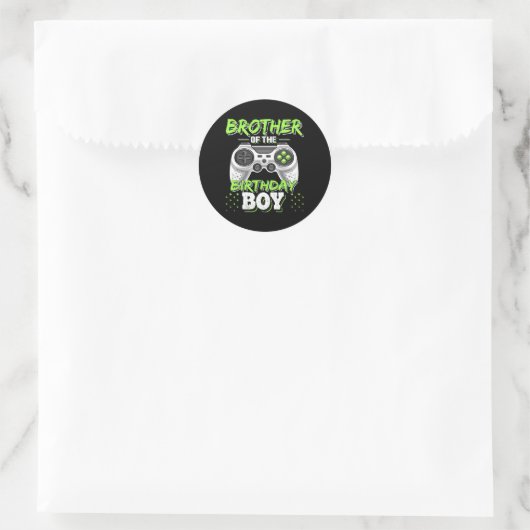 Sticker Rond Brother Of The Birthday Boy Matching Video Game Bi (Sac)