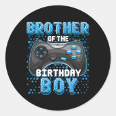 Sticker Rond Brother Of The Birthday Boy Matching Video Game Bi (Devant)