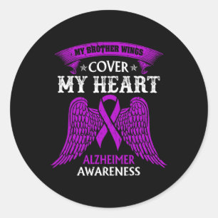 Sticker Rond Brother Wings couvre mon coeur Alzheimer Aware