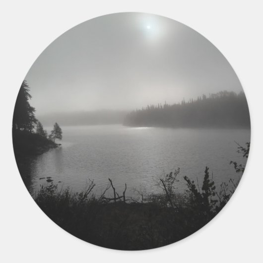 Sticker Rond Brouillard sur le lac Cleveland (Devant)