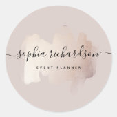 Sticker Rond Brouillon Chic | Faux Rose Gold sur Rose neutre (Devant)