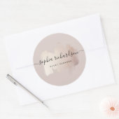 Sticker Rond Brouillon Chic | Faux Rose Gold sur Rose neutre (Enveloppe)