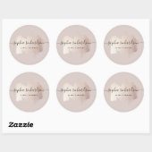 Sticker Rond Brouillon Chic | Faux Rose Gold sur Rose neutre (Feuille)