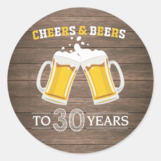 Sticker Rond Brours et bières rustiques à 30 ans (Devant)