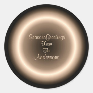 Sticker Rond Brown avec la crème Illuminé Cercle de Noël Sceau