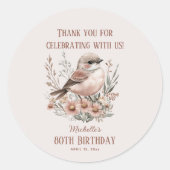 Sticker Rond Brown Bird 80e anniversaire Merci (Devant)