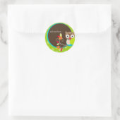 Sticker Rond Brown+Bleu+Chouette verte autocollants/ajouter un  (Sac)