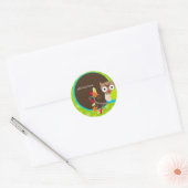 Sticker Rond Brown+Bleu+Chouette verte autocollants/ajouter un  (Enveloppe)