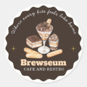 Sticker Rond Brown CAFE & Restro Personalized Branding (Devant)