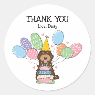 Sticker Rond Brown Cockapoo Cavapoo Anniversaire Favoriser Tags