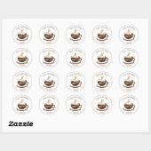 Sticker Rond Brown Coffee Shop Personalized Branding (Feuille)