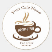 Sticker Rond Brown Coffee Shop Personalized Branding (Devant)