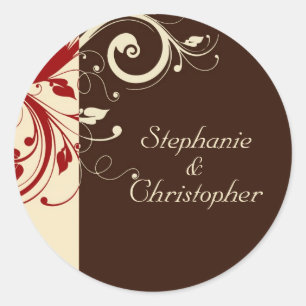 Sticker Rond Brown/Crème/Flèche inverse rouge