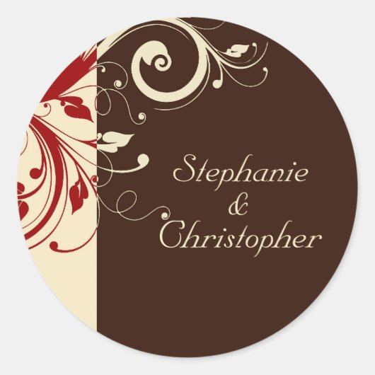 Sticker Rond Brown/Crème/Flèche inverse rouge (Devant)