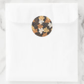 Sticker Rond Brown doré Motif d'automne noir Ver (Sac)