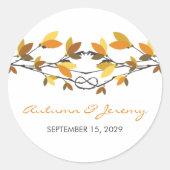 Sticker Rond Brown Feuilles noués Adieu Arbres Mariage d'automn (Devant)