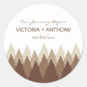 Sticker Rond Brown Forest Range Woodland Wedding Faveur (Devant)