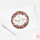 Sticker Rond Brown, Giraffe Rose Poster de animal Merci (Enveloppe)