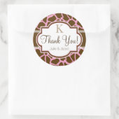 Sticker Rond Brown, Giraffe Rose Poster de animal Merci (Sac)