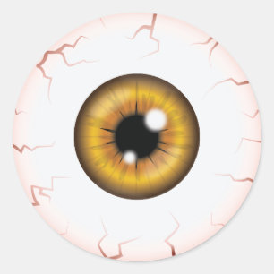 Sticker Rond Brown Iris Eyeball Effrayant Saigné Halloween Oeil