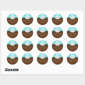 Sticker Rond Brown Mariage bleu Monogramme Damask Seal (Feuille)