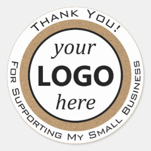 Sticker Rond Brown Merci en papier Kraft Rustique Votre logo ic