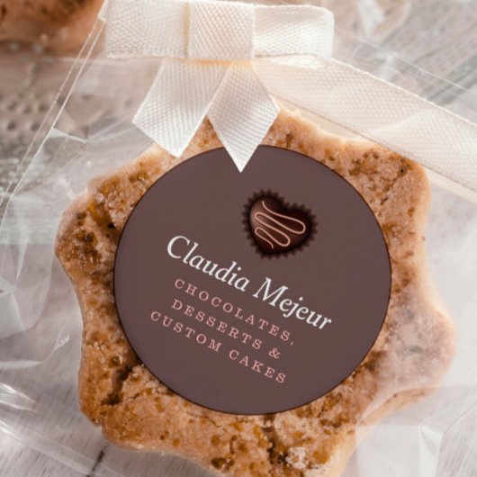 Sticker Rond Brown moderne simple boulon au chocolat