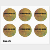 Sticker Rond Brown or vert terre abstrait Design artisanal (Feuille)