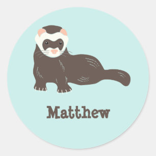 Sticker Rond Brown personnalisé Ferret Mint Green