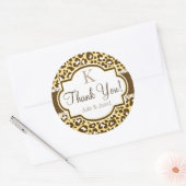 Sticker Rond Brown, Poster de animal léopard jaune Merci  (Enveloppe)