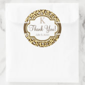 Sticker Rond Brown, Poster de animal léopard jaune Merci  (Sac)