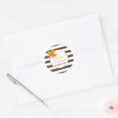 Sticker Rond Brown rayures blanches et mariage de automne feuil (Enveloppe)